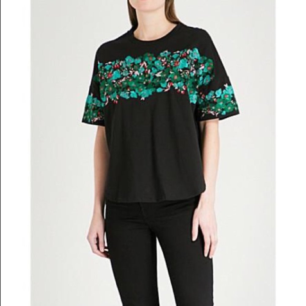 Maje Paris Embroidered Broderie Boxy Tee